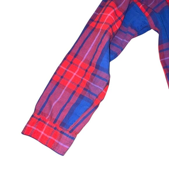 Old Navy 'The Boyfriend Shirt' Plaid Flannel Style Shirt-Red/Blue-Large-GUC - Picture 4 of 6